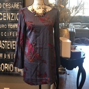 Leith Floral Silky Dress with Sleeves